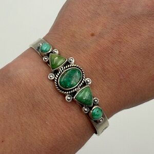 Emerald Valley Turquoise Statement Sterling Silver Cuff Bracelet